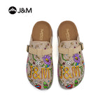 Joy&mario Women’s Slip-On Printed Fabric Birken Mule Slippers Shoes-77399W
