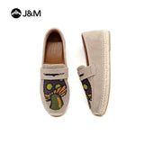 Joy&mario Handmade Women’s Slip-On Espadrille Cow Suede Flats Shoes -05906W