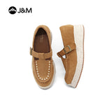 Joy&mario Handmade Women’s Slip-On Espadrille Sheepskin Wedges Shoes -86327W