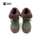 JOY&MARIO Women's Leather Slip-on Boots in Brown-65988W