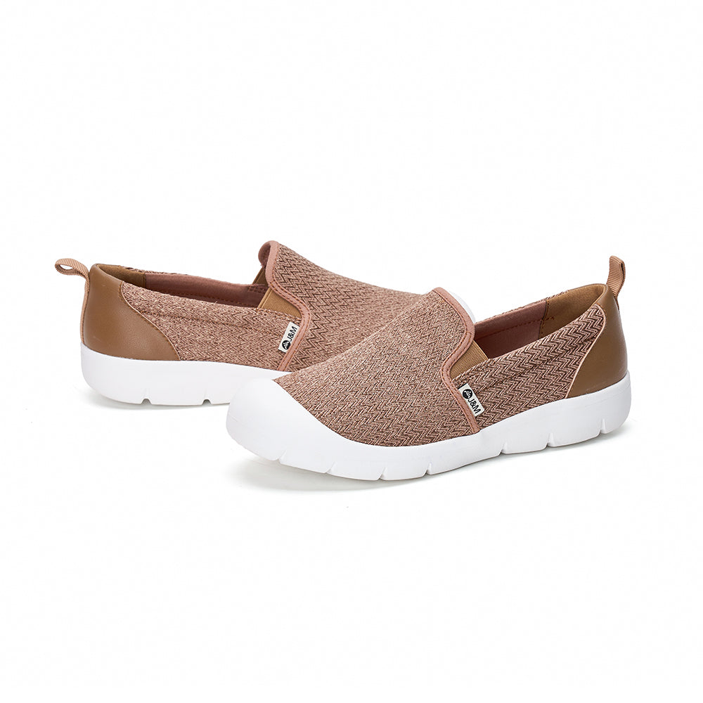 JOY&MARIO Women’s Slip-On Fabric Loafers in Camel-65762W