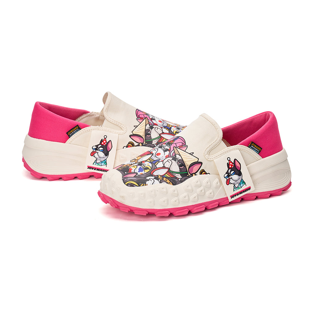 Joy&mario Women’s Slip-on Cartoon Twill Loafers Shoes in Rose-65792W