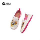 Joy&mario Women’s Slip-on Twill Printed Platform Loafers Shoes-66369W