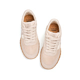 Load image into Gallery viewer, JOY&amp;MARIO Women’s Lace-up Slip-on Cow Suede and Twill sneaker in Sand-73120W