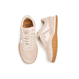 Load image into Gallery viewer, JOY&amp;MARIO Women’s Lace-up Slip-on Cow Suede and Twill sneaker in Sand-73120W