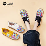 Joy&mario Women’s Slip-on Twill Printed  Loafers Shoes-83667W