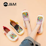Joy&mario Women’s Slip-on Twill Printed Platform Loafers Shoes-66156W