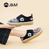 Joy&mario Women’s Slip-on Twill Printed  Loafers Shoes-83667W