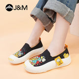 Joy&mario Women’s Slip-on Twill Printed Platform Loafers Shoes-66156W