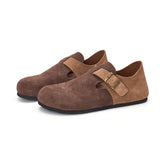 Load image into Gallery viewer, JOY&amp;MARIO Women’s and Men&#39;s Slip-On Cow Suede Couple Birken Shoes in Coffee-77193W/M