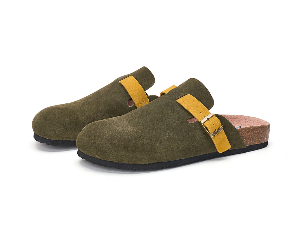 Women’s and Men's Slip-On Cow Suede Couple Mule Birken Slippers Shoes-77196W/M