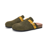 Load image into Gallery viewer, JOY&amp;MARIO Women’s and Men&#39;s Slip-On Cow Suede Couple Birken Slipper Shoes in Dk Green-77196W/M