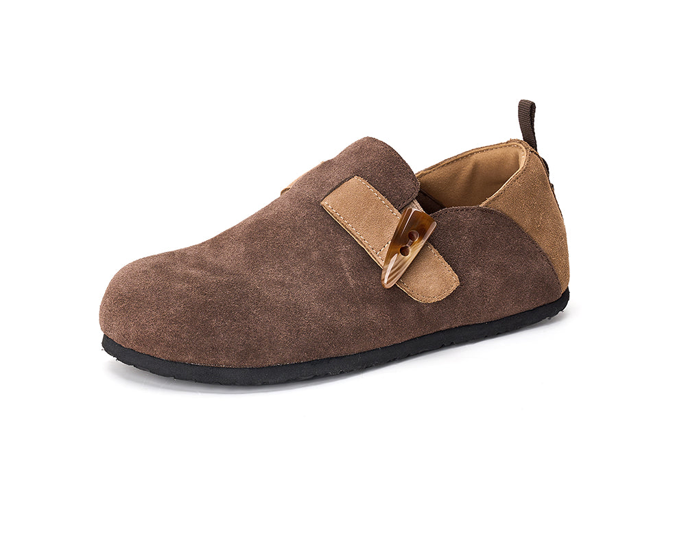 Joy&mario Women’s Slip-On Cow Suede Birken Shoes in Coffee-77206W