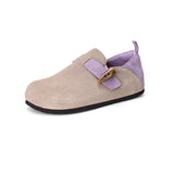Joy&mario Women’s Slip-On Cow Suede Birken Shoes in Khaki-77206W