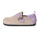 Joy&mario Women’s Slip-On Cow Suede Birken Shoes in Khaki-77206W