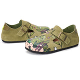 Load image into Gallery viewer, JOY&amp;MARIO Women’s Slip-On Printed Cow Suede Birken Shoes in Green-77208W