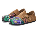 Load image into Gallery viewer, JOY&amp;MARIO Women’s Slip-On Printed Cow Suede Birken Shoes in Camel-77208W