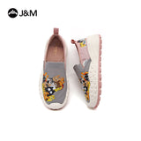 Joy&mario Women’s Slip-on Twill Printed Platform Loafers Shoes-66369W