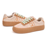 Load image into Gallery viewer, JOY&amp;MARIO Women’s Lace-up Cow Suede Desun Shoes in Apricot-83569W