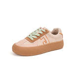 Load image into Gallery viewer, JOY&amp;MARIO Women’s Lace-up Cow Suede Desun Shoes in Apricot-83569W