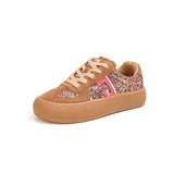 Women’s Lace-up Cow Suede and Glitter German Army Trainers Sneakers-83570W