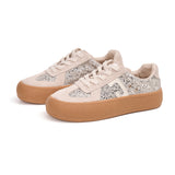 Women’s Lace-up Cow Suede and Glitter German Army Trainers Sneakers-83570W