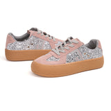 Women’s Lace-up Cow Suede and Glitter German Army Trainers Sneakers-83570W