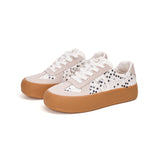 Load image into Gallery viewer, JOY&amp;MARIO Women’s Lace-up Cow Suede and Sequins Desun Shoes in White-83571W