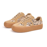 Load image into Gallery viewer, JOY&amp;MARIO Women’s Lace-up Cow Suede and Sequins Desun Shoes in Apricot-83571W