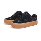Load image into Gallery viewer, JOY&amp;MARIO Women’s Lace-up Cow Suede and Sequins Desun Shoes in Black-83571W