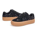 Load image into Gallery viewer, JOY&amp;MARIO Women’s Lace-up Cow Suede and Sequins Desun Shoes in Black-83571W