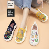 Joy&mario Women’s Slip-on Printed Mesh Platform Loafers Shoes-87936W