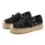 Joy&mario Handmade Women’s Slip-On Espadrille Mesh Shoes in Black-05352W