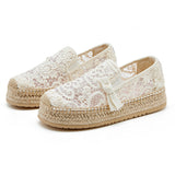Joy&mario Handmade Women’s Slip-On Espadrille Mesh Shoes in Beige-05352W
