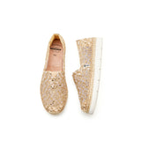 JOY&MARIO Handmade Women’s Slip-On Espadrille Mesh Loafers in Gold-52108W