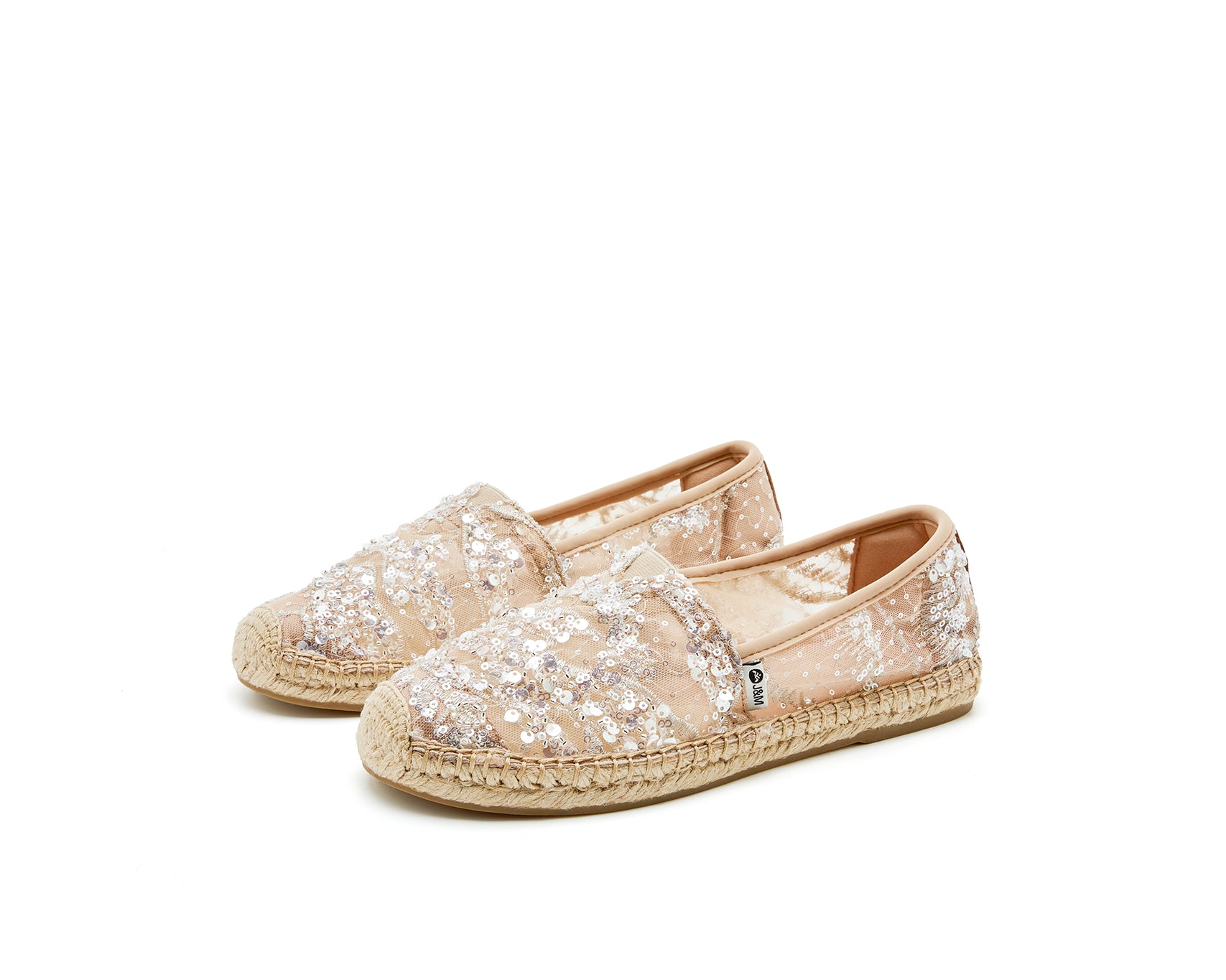 Handmade Women’s Slip-On Espadrille Sequin Mesh Loafers in Pink-05328W