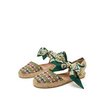 Load image into Gallery viewer, JOY&amp;MARIO Handmade Women’s Slip-On Espadrille Fabric Loafers Flats Sandal in Green-05332W