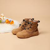 Women's Action Leather Lace-up Snow Boots in Camel-65697W