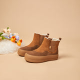 Women's Cow Suede Slip-on Snow Boots-65708W