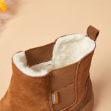 Women's Cow Suede Slip-on Snow Boots-65708W