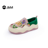 Joy&mario Women’s Slip-on Printed Mesh Platform Loafers Shoes-87978W
