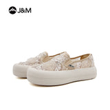 Joy&mario Women’s Slip-on Sequins Mesh Platform Loafers Shoes-87901W