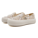 Joy&mario Women’s Slip-on Sequins Mesh Platform Loafers Shoes-87901W