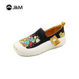 Joy&mario Women’s Slip-on Twill Printed Platform Loafers Shoes-66156W