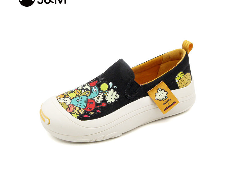 Joy&mario Women’s Slip-on Twill Printed Platform Loafers Shoes-66156W