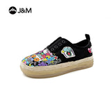 Joy&mario Women’s Slip-on Twill Printed  Loafers Shoes-83667W