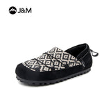 Joy&mario Women’s Slip-on Leather and Weave Loafers Sheos-77383W