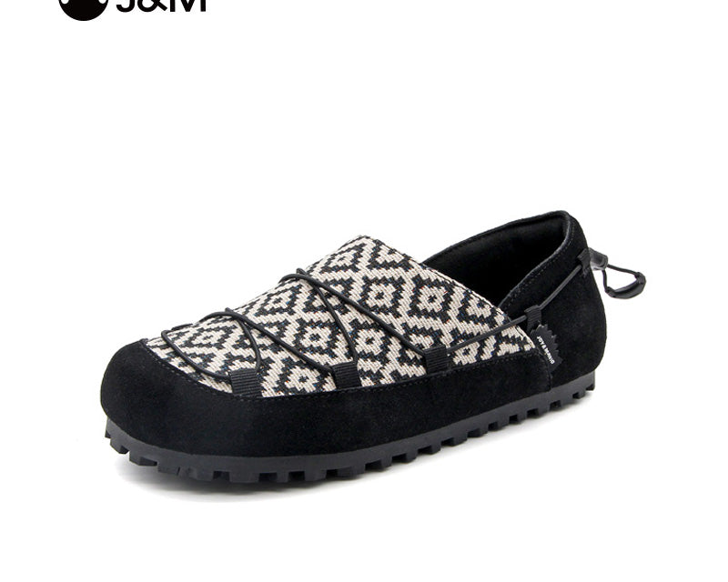 Joy&mario Women’s Slip-on Leather and Weave Loafers Sheos-77383W