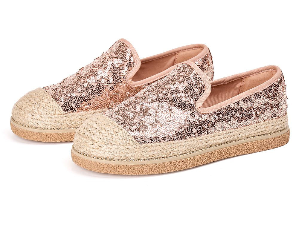 Handmade Women’s Slip-On Espadrille Sequins Mesh Loafers-69280W