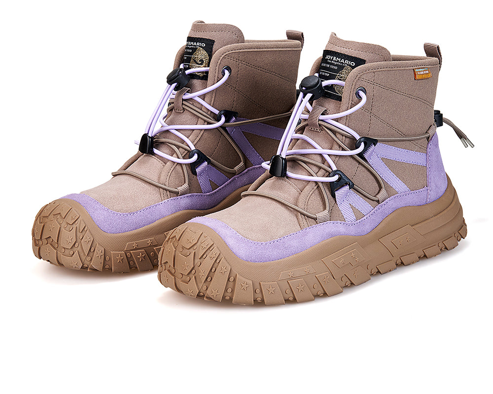 JOY&MARIO Women's Leather Slip-on Boots in Khaki-65977W